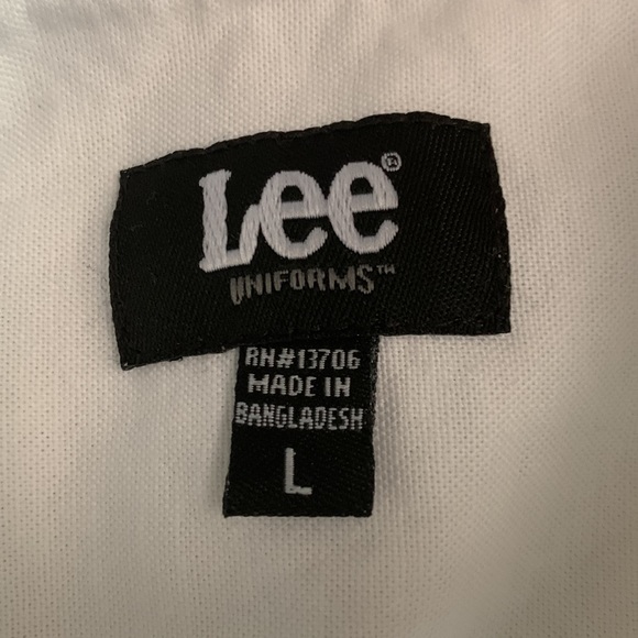 Lee Uniforms button up, long sleeve white shirt.  Size L. Chest approx 18 inches - Picture 2 of 7